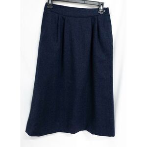 Jones New York Vintage Classic Retro Navy 100% Pure Wool Midi Skirt 10 Flawed